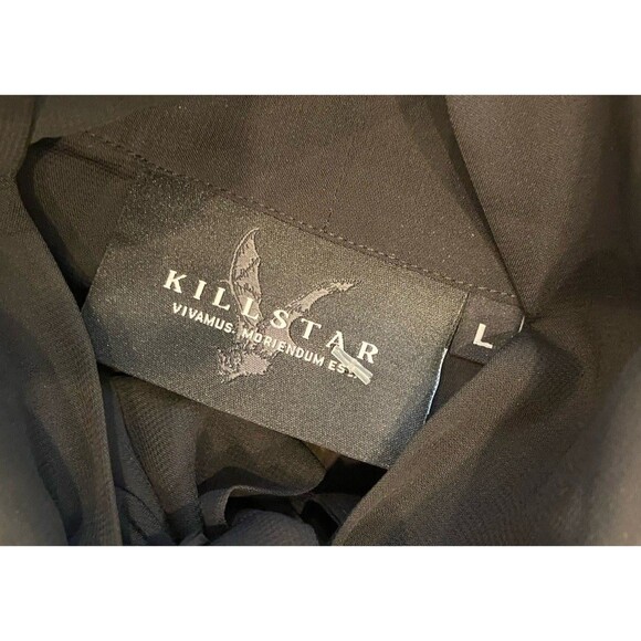 Killstar Black Sheer Cecile Maxi Dress Size L Bow Neck Gothic Vamp Sultry Witchy - Picture 7 of 14